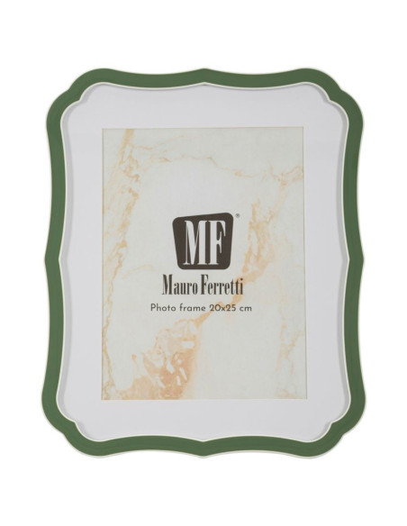 Grand Cadre photo moderne chic Volutes pour photo 20x25 cm Métal Vert Argenté Verre Margot 