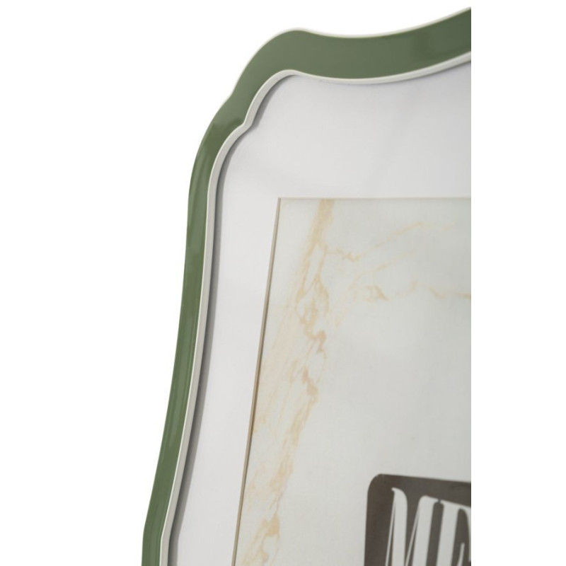 Grand Cadre photo moderne chic Volutes pour photo 20x25 cm Métal Vert Argenté Verre Margot 