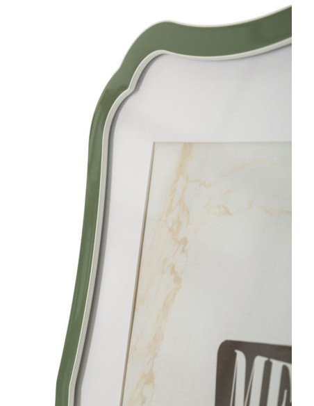 Grand Cadre photo moderne chic Volutes pour photo 20x25 cm Métal Vert Argenté Verre Margot 