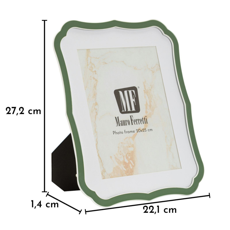 Grand Cadre photo moderne chic Volutes pour photo 20x25 cm Métal Vert Argenté Verre Margot 