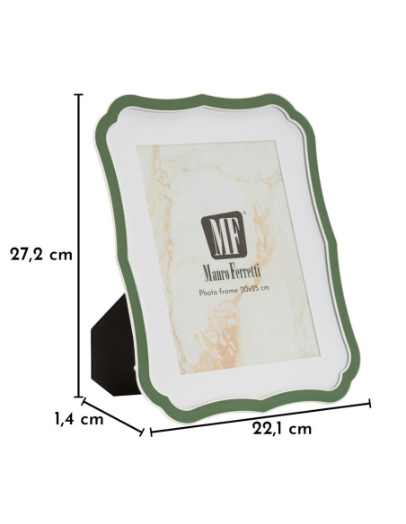 Grand Cadre photo moderne chic Volutes pour photo 20x25 cm Métal Vert Argenté Verre Margot 