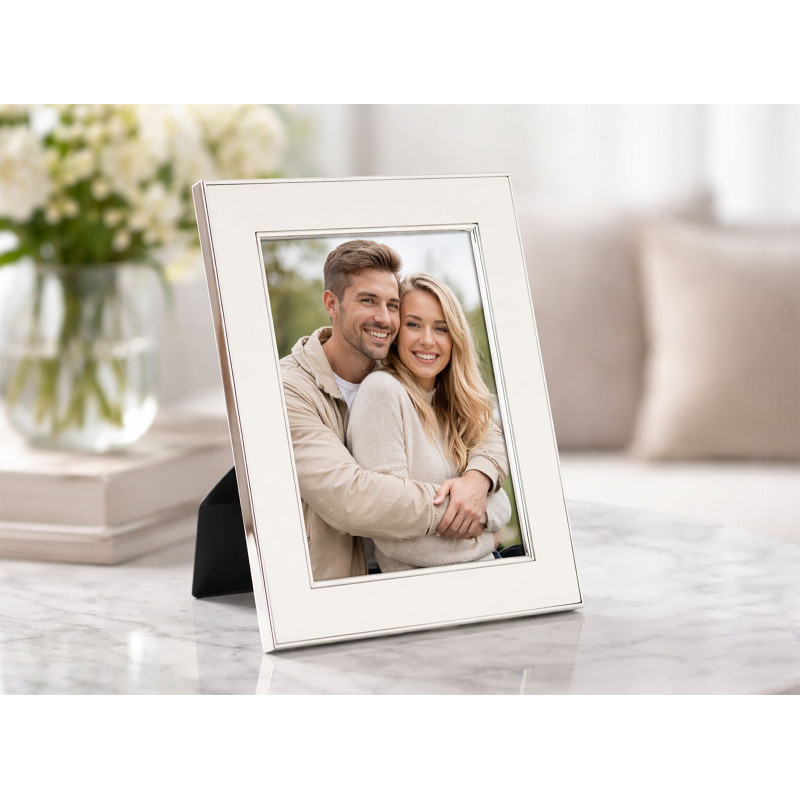 Cadre photo moderne chic pour photo 15x20 cm Métal Blanc Argenté Verre Molly 