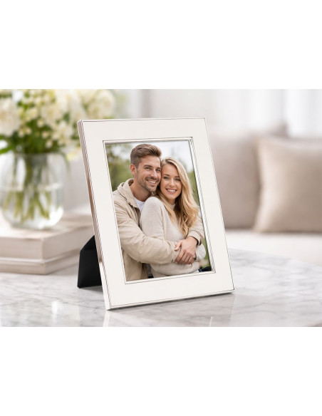 Cadre photo moderne chic pour photo 15x20 cm Métal Blanc Argenté Verre Molly 