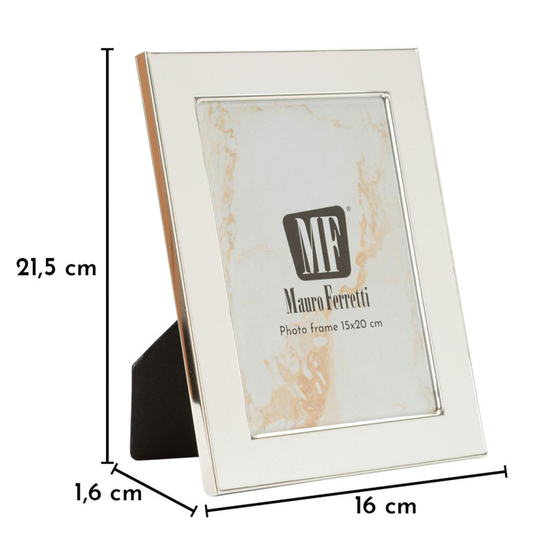 Cadre photo moderne chic pour photo 15x20 cm Métal Blanc Argenté Verre Molly 