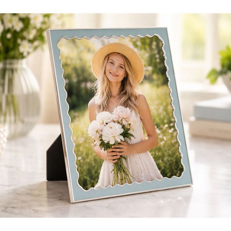 Grand Cadre photo design chic pour photo 20x25 cm Métal Rouge Argenté Verre Juliette 