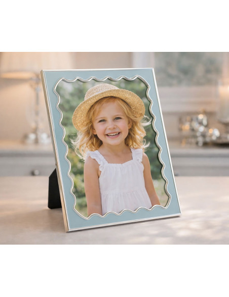 Cadre photo design chic pour photo 15x20 cm Métal Rouge Argenté Verre Juliette 