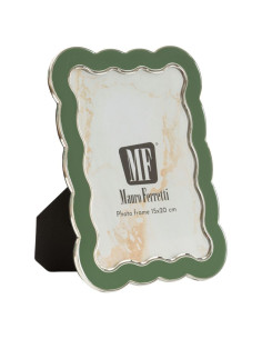 Cadre photo design organique pour photo 15x20 cm Métal Vert Argenté Verre Charlotte 