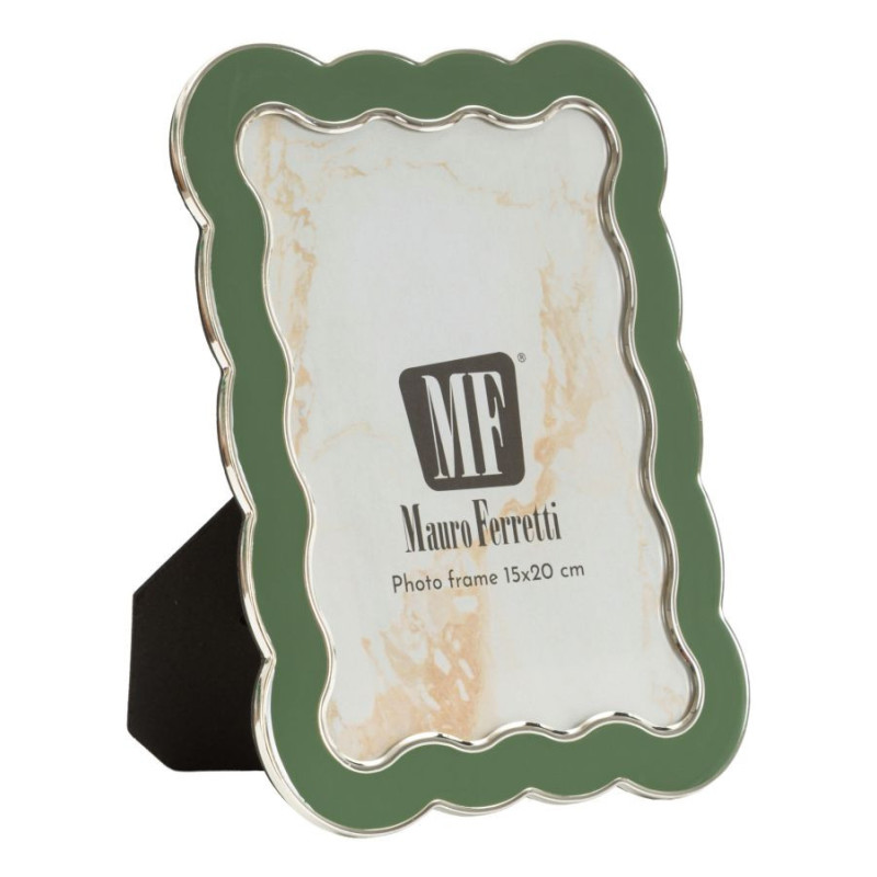 Cadre photo design organique pour photo 15x20 cm Métal Vert Argenté Verre Charlotte 