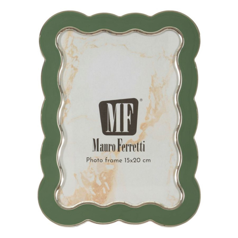Cadre photo design organique pour photo 15x20 cm Métal Vert Argenté Verre Charlotte 