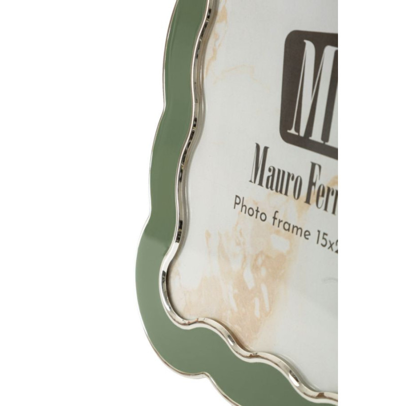 Cadre photo design organique pour photo 15x20 cm Métal Vert Argenté Verre Charlotte 