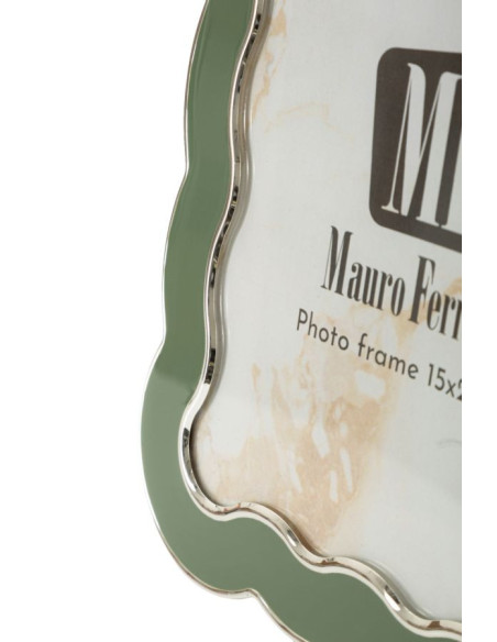 Cadre photo design organique pour photo 15x20 cm Métal Vert Argenté Verre Charlotte 