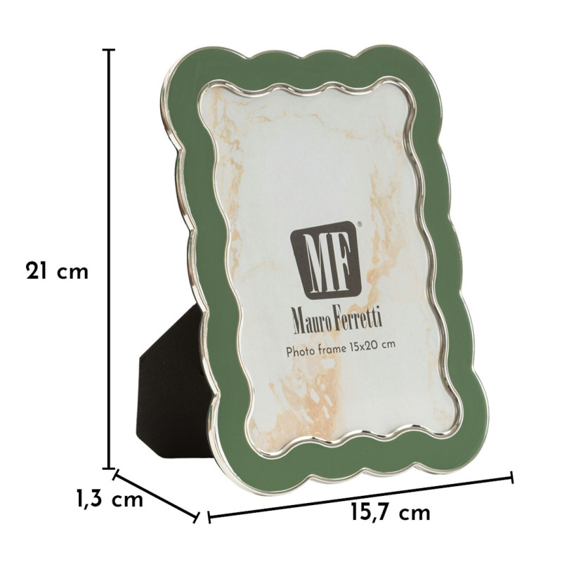 Cadre photo design organique pour photo 15x20 cm Métal Vert Argenté Verre Charlotte 