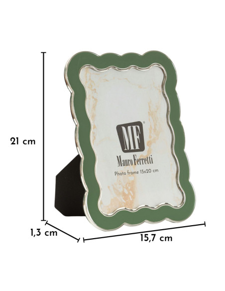Cadre photo design organique pour photo 15x20 cm Métal Vert Argenté Verre Charlotte 