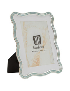 Grand Cadre photo design organique pour photo 20x25 cm Métal Bleu clair Argenté Verre Elizabeth 