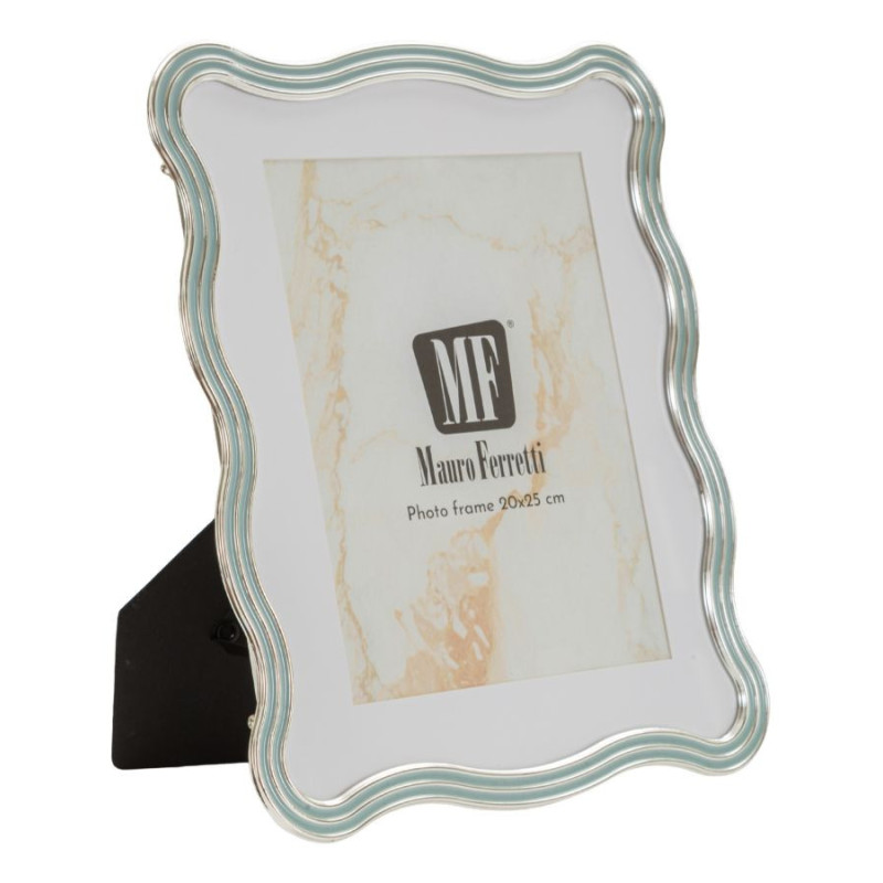 Grand Cadre photo design organique pour photo 20x25 cm Métal Bleu clair Argenté Verre Elizabeth 