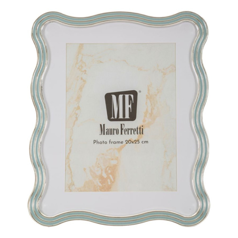 Grand Cadre photo design organique pour photo 20x25 cm Métal Bleu clair Argenté Verre Elizabeth 