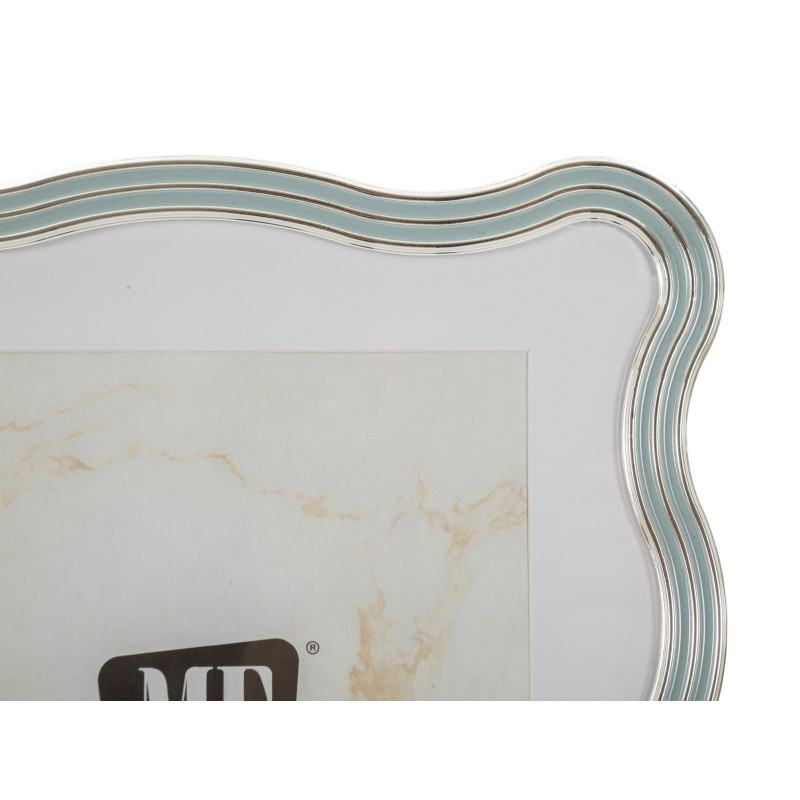 Grand Cadre photo design organique pour photo 20x25 cm Métal Bleu clair Argenté Verre Elizabeth 