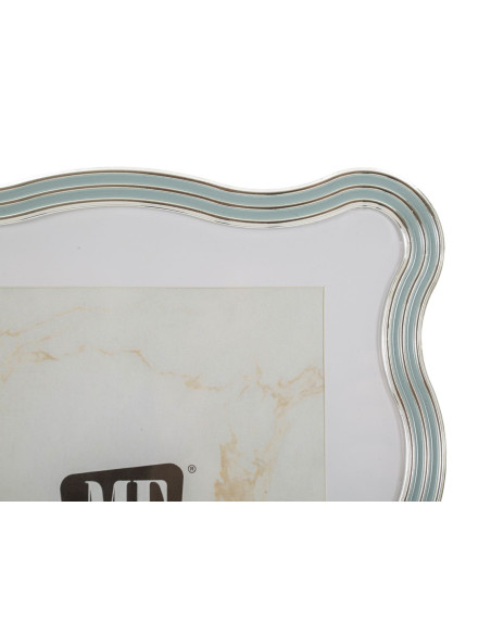 Grand Cadre photo design organique pour photo 20x25 cm Métal Bleu clair Argenté Verre Elizabeth 