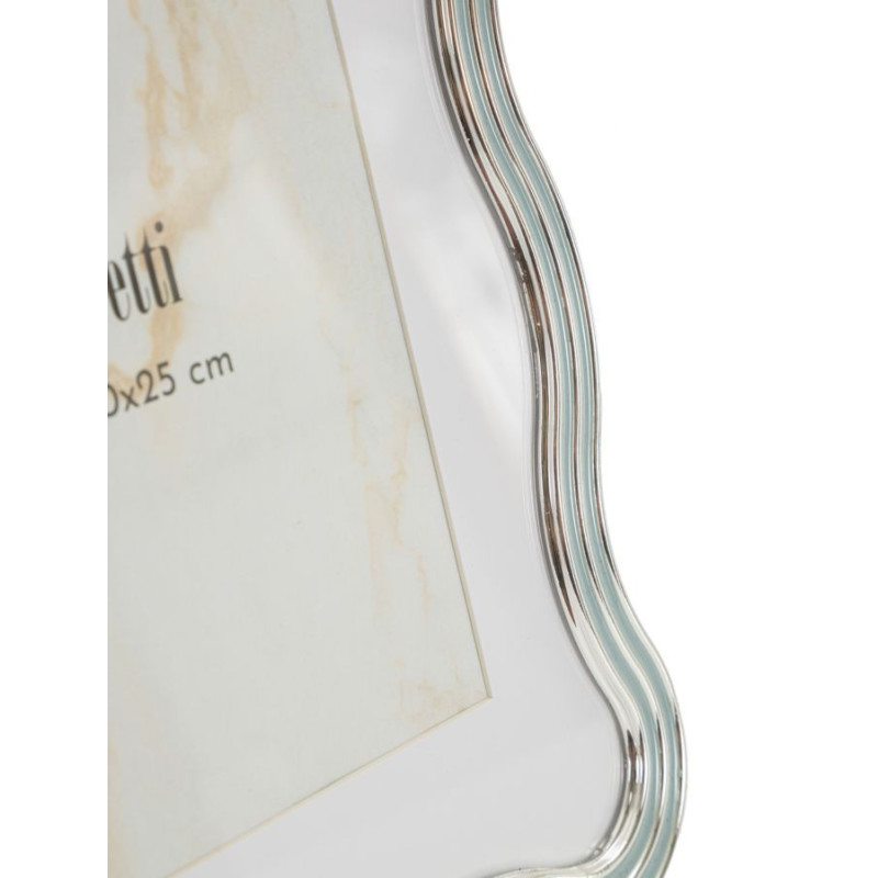 Grand Cadre photo design organique pour photo 20x25 cm Métal Bleu clair Argenté Verre Elizabeth 