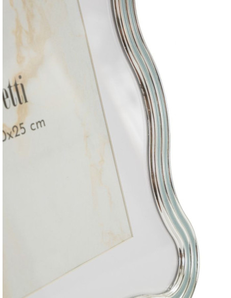 Grand Cadre photo design organique pour photo 20x25 cm Métal Bleu clair Argenté Verre Elizabeth 