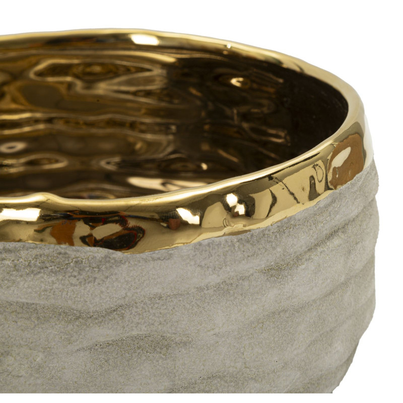 Lot de 2 cache-pots design Rond Céramique Gris Doré Lima 