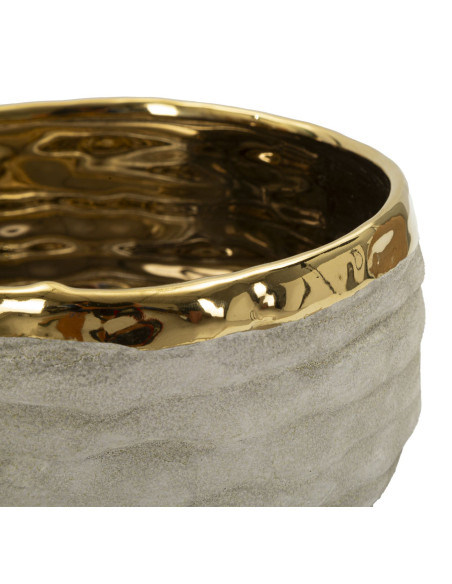 Lot de 2 cache-pots design Rond Céramique Gris Doré Lima 