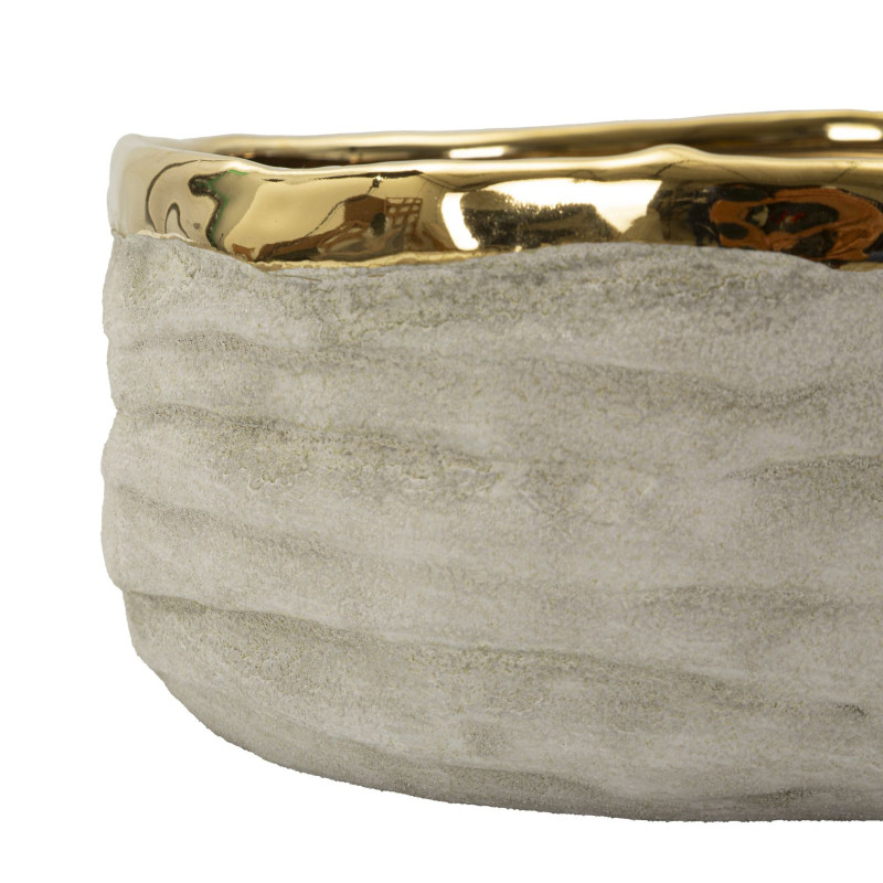 Lot de 2 cache-pots design Rond Céramique Gris Doré Lima 