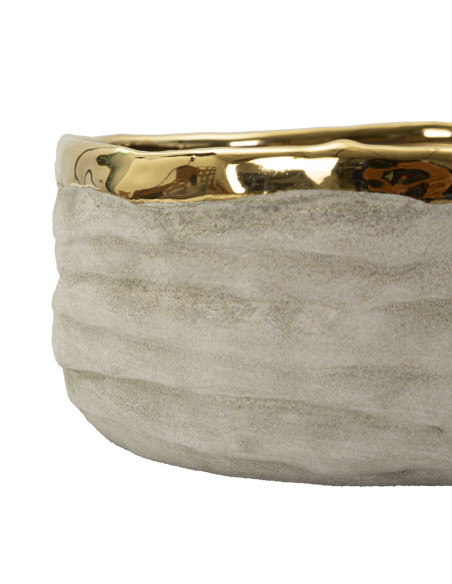 Lot de 2 cache-pots design Rond Céramique Gris Doré Lima 