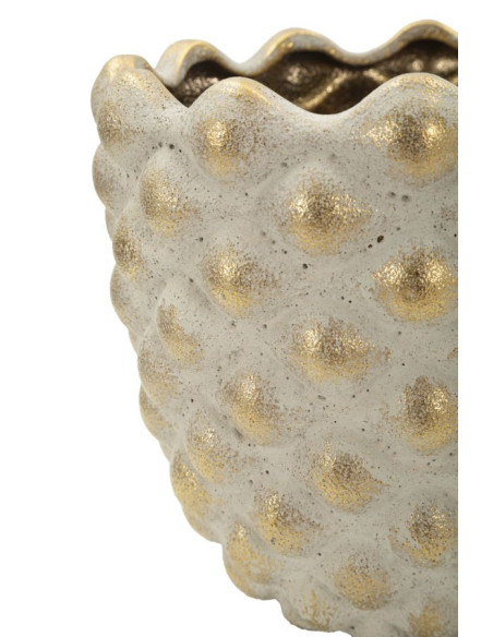 Lot de 2 cache-pots design Rond Céramique Gris Doré Pepitas 