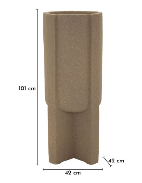 Grand Cache-pot de jardin Vase design Hauteur 101 cm Résine Marron Moai 