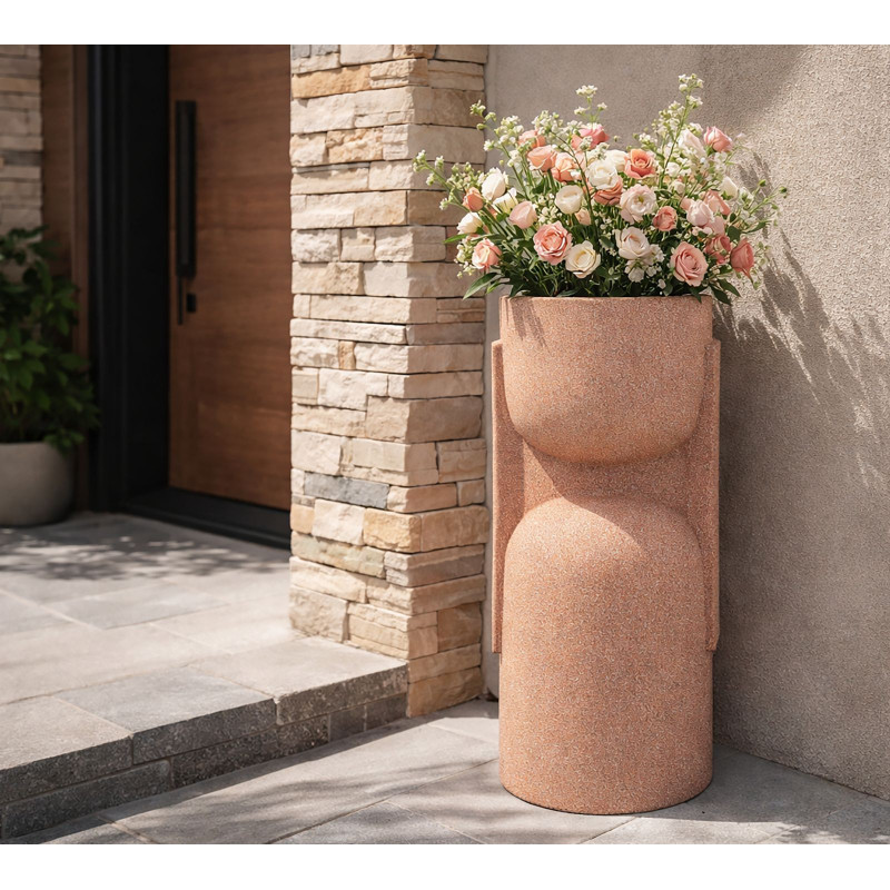 Grand Cache-pot de jardin design Hauteur 70 cm Résine Terracotta Nui 