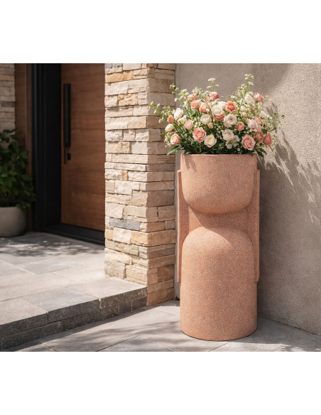 Grand Cache-pot de jardin design Hauteur 70 cm Résine Terracotta Nui 