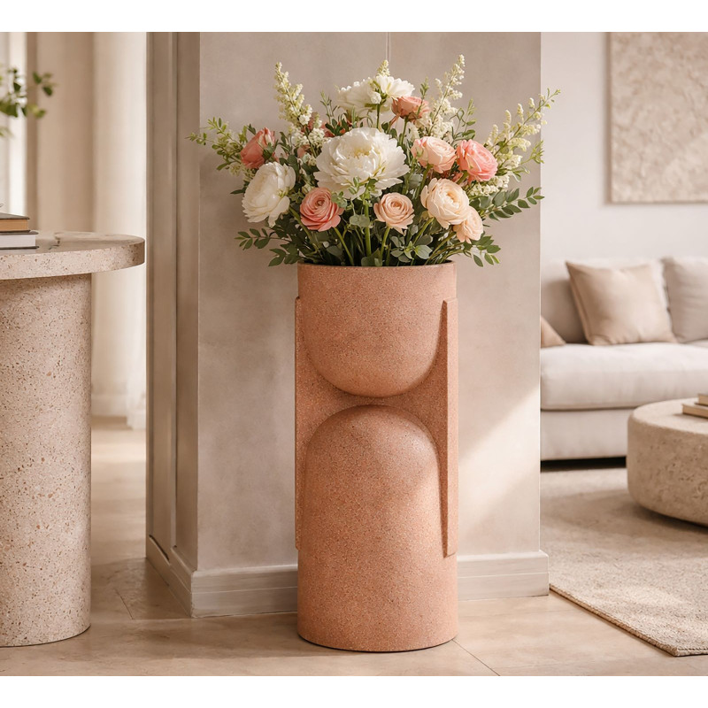 Grand Cache-pot de jardin design Hauteur 70 cm Résine Terracotta Nui 