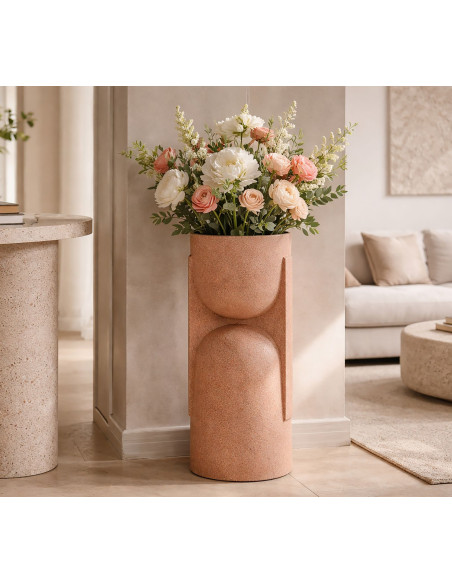 Grand Cache-pot de jardin design Hauteur 70 cm Résine Terracotta Nui 