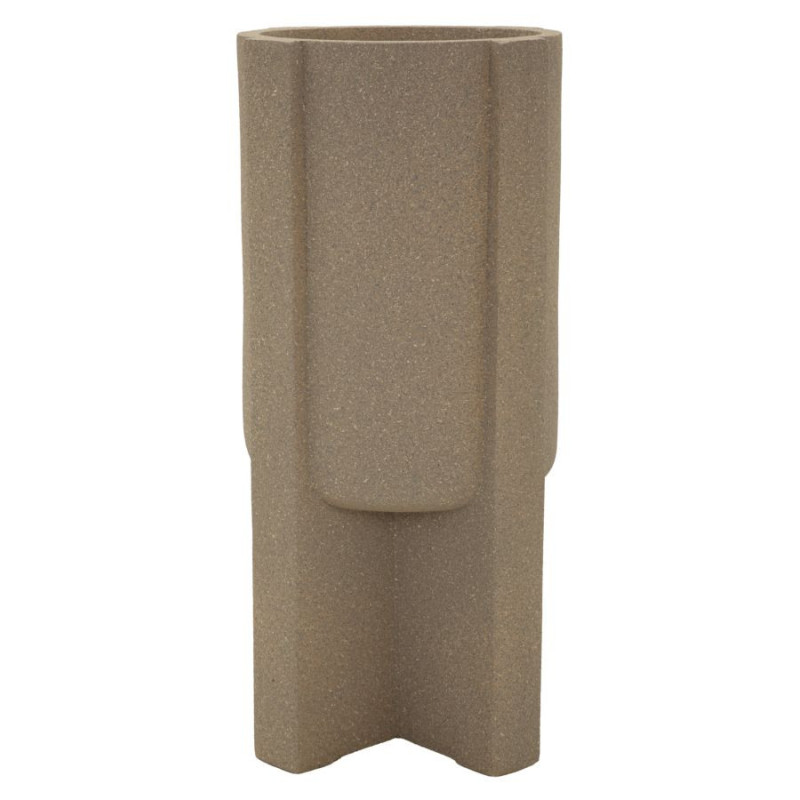 Grand Cache-pot de jardin Vase design Hauteur 80 cm Résine Marron Moai 