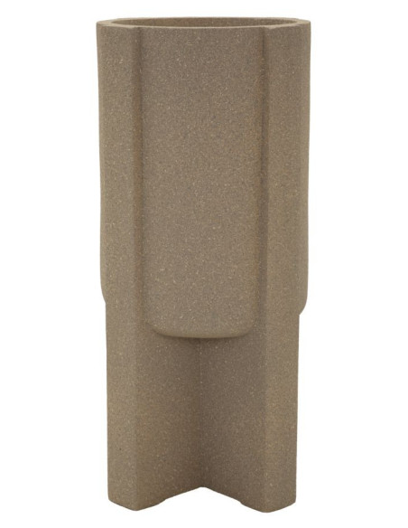 Grand Cache-pot de jardin Vase design Hauteur 80 cm Résine Marron Moai 