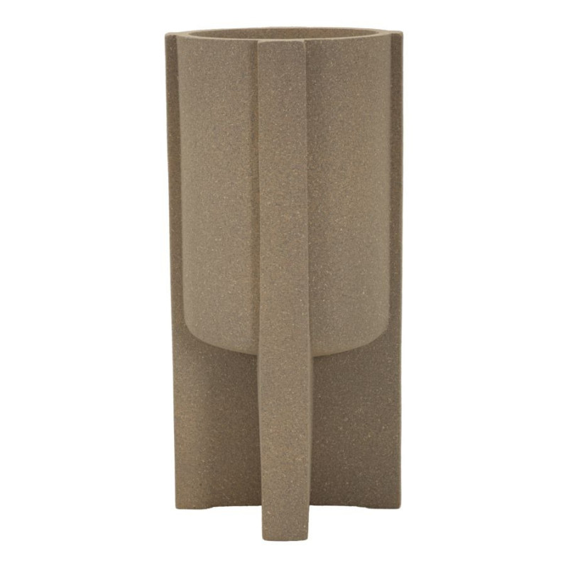 Grand Cache-pot de jardin Vase design Hauteur 80 cm Résine Marron Moai 