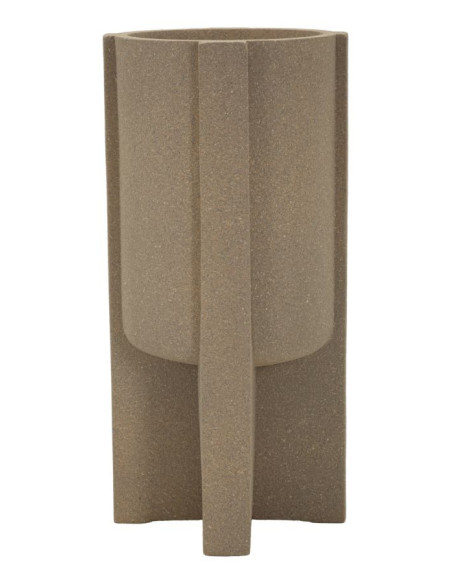 Grand Cache-pot de jardin Vase design Hauteur 80 cm Résine Marron Moai 