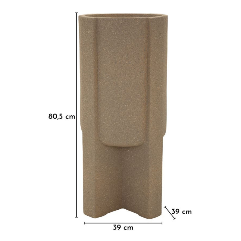 Grand Cache-pot de jardin Vase design Hauteur 80 cm Résine Marron Moai 