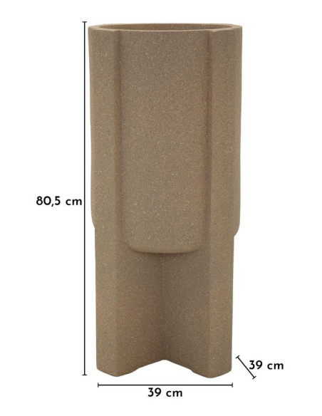 Grand Cache-pot de jardin Vase design Hauteur 80 cm Résine Marron Moai 