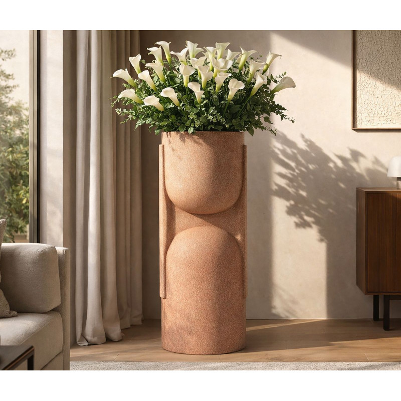 Grand Cache-pot de jardin design Hauteur 91 cm Résine Terracotta Nui 