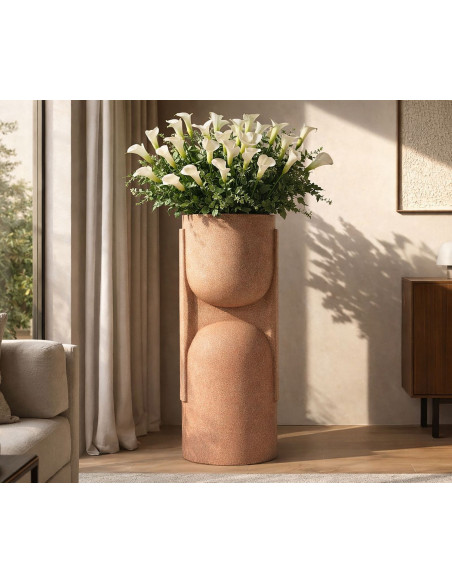 Grand Cache-pot de jardin design Hauteur 91 cm Résine Terracotta Nui 