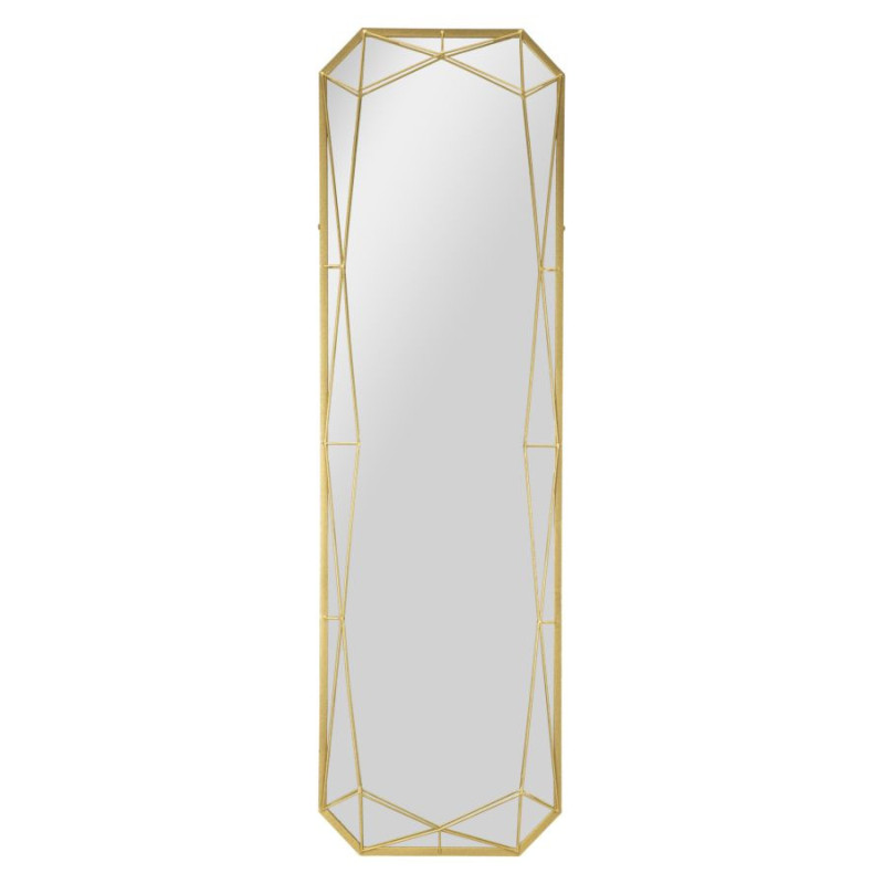 Grand Miroir sur pied design Octogonal 46x153 Métal Doré Gold 