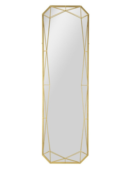 Grand Miroir sur pied design Octogonal 46x153 Métal Doré Gold 
