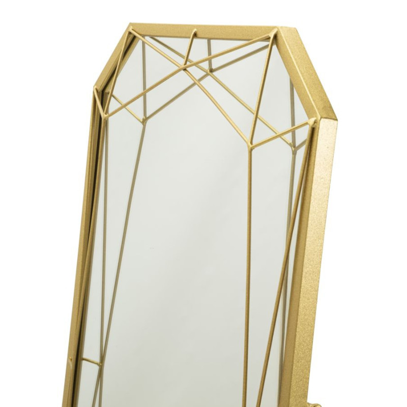 Grand Miroir sur pied design Octogonal 46x153 Métal Doré Gold 