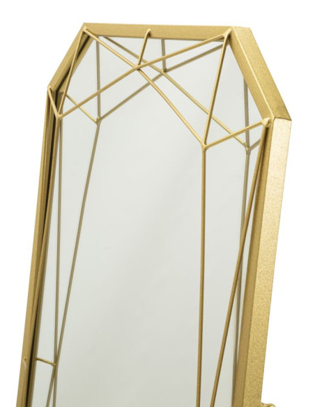 Grand Miroir sur pied design Octogonal 46x153 Métal Doré Gold 