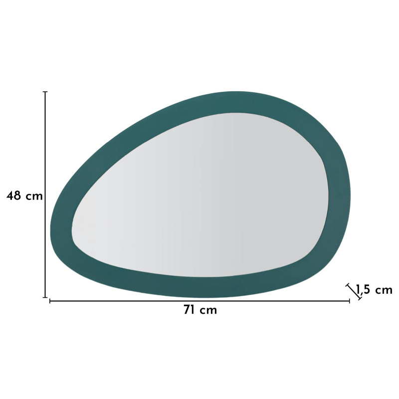 Miroir mural design Ovale 71x48 Métal Bleu canard Bois MDF Saturno 