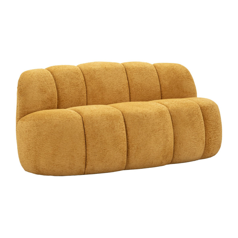 Canapé design Bouclette Arrondi 2 places 145 cm Tissu Jaune moutarde Bouclé Éponge Bois contreplaqué Ball 