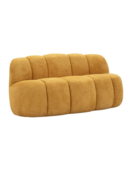 Canapé design Bouclette Arrondi 2 places 145 cm Tissu Jaune moutarde Bouclé Éponge Bois contreplaqué Ball 