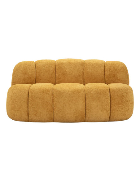 Canapé design Bouclette Arrondi 2 places 145 cm Tissu Jaune moutarde Bouclé Éponge Bois contreplaqué Ball 